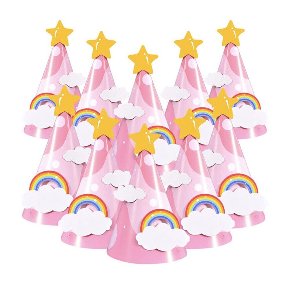 Pink Party Hats - Fun Celebration Kit of 10 Cone Party Hats Kids Birthdays